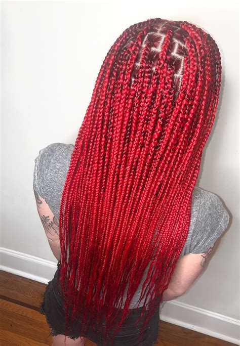 Red Knotless Braids Red Box Braids Braids Hairstyles Pictures Braids With Curls