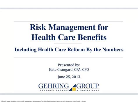 PPT Risk Management For Health Care Benefits Including Health Care