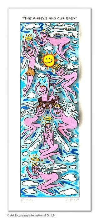 James Rizzi THE ANGELS AND OUR BABY Original 3D Bild