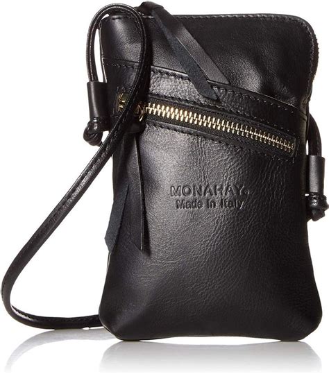 Monahay Small Italian Leather Cross Body Bag Cell Phone And Passport Travel Pouch Womens