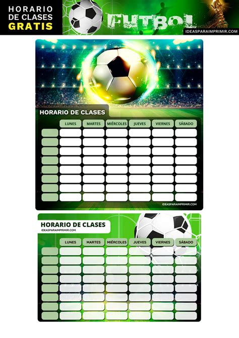 Fútbol Descargar horario de clases futbol football para imprimir