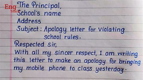 Apology Letter For Violating The Rules Letter Writing English