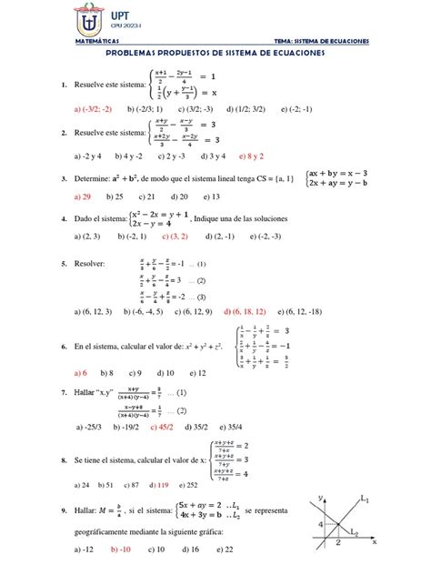 Problemas Propuestos Sistema De Ecuaciones Pdf Ecuaciones