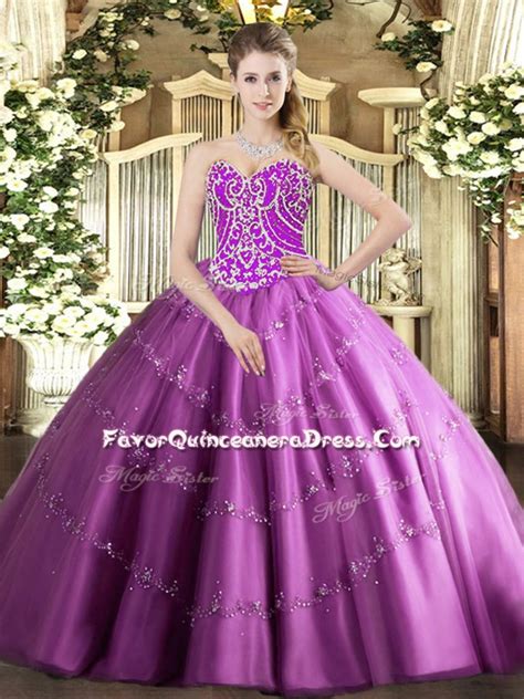 Sleeveless Lace Up Floor Length Beading And Appliques 15th Birthday Dress