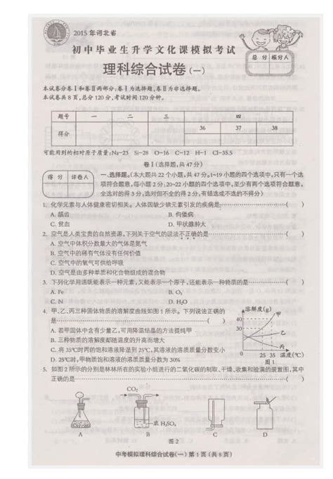 河北省2015年初中毕业生升学文化课模拟考试一理科综合试题及答案word文档免费下载亿佰文档网