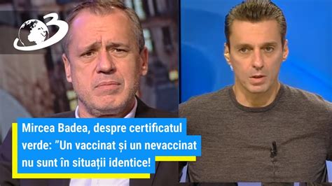 Mircea Badea despre certificatul verde Un vaccinat și un nevaccinat