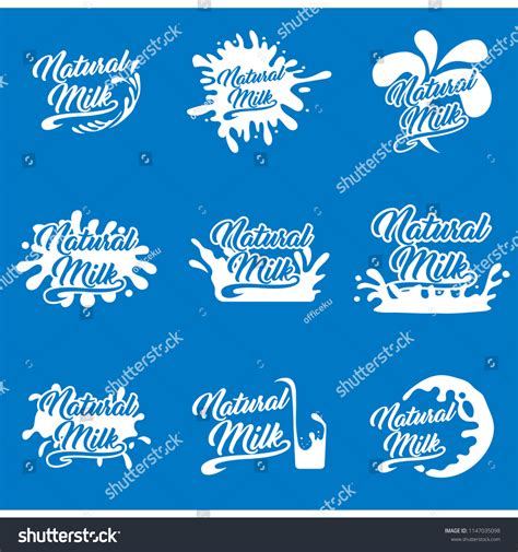 Milk Labels Vector Set Splash Blot เวกเตอร์สต็อก ปลอดค่าลิขสิทธิ์ 1147035098 Shutterstock