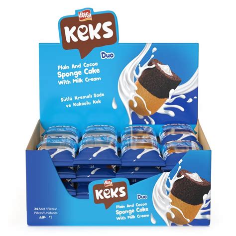 Bifa Keks Sponge Cake Duo Plain And Cocoa 45 Gr X 24 Pieces