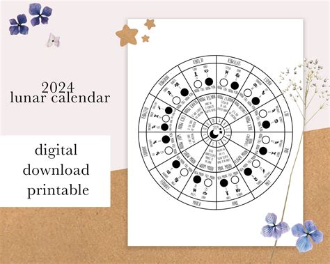 DIGITAL DOWNLOAD 2024 Lunar Phases Chart | Astrology – ariebea