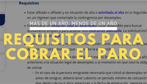 Requisitos Para Cobrar El Paro Seg N Lo Que Hayas Trabajado