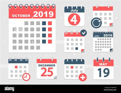 Ensemble De Différents Calendriers Avec Différentes Options Pour Les