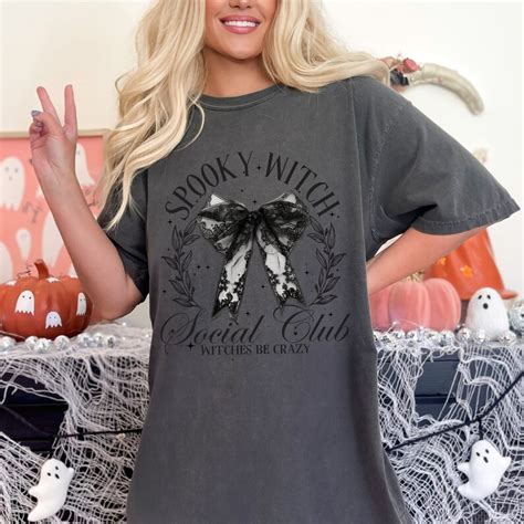 Spooky Witch Social Club Shirt Witches Be Crazy Black Lace Bow Coquette