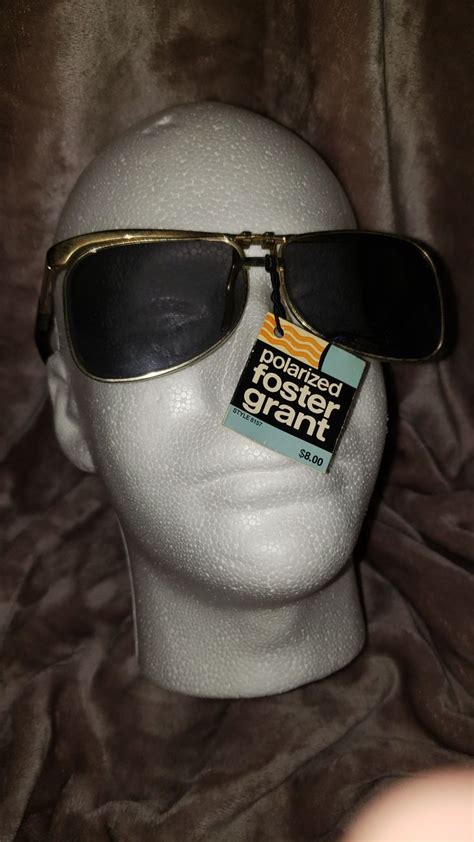 Vintage Deadstock 80s Foster Grant Nwt Gold Frame Aviator Flip Up Sunglasses Shades By