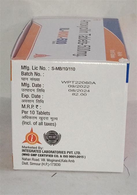 Amoxycillin Mg Tablet Il Mox Tablet Packaging Type Strips At