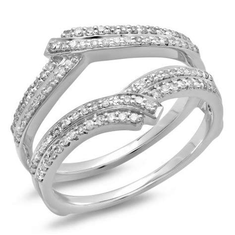 032 Carat Ctw 10k White Gold Round Diamond Ladies Wedding Double