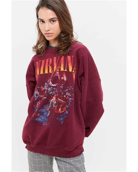 Urban Outfitters Nirvana Unplugged Oversized Crew Neck Sweatshirt In Red Lyst