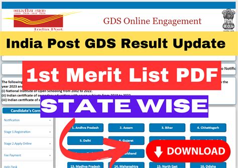 India Post Gds Merit List Out State Wise Cut Off