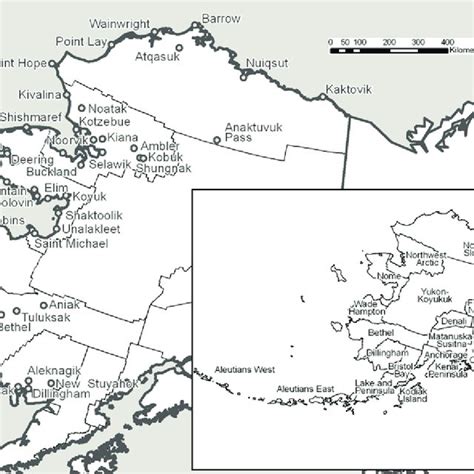 Forty-­three selected Arctic Alaska towns and villages (larger map ...