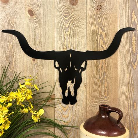 Western Cattle Skull Metal Wall Art | Etsy