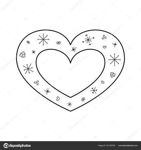 Stylized Cute Heart Outline Style Vector Illustration Decor Greeting ...