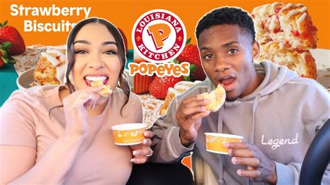 Trying POPEYES New STRAWBERRY BISCUITS INTERESTING YouTube