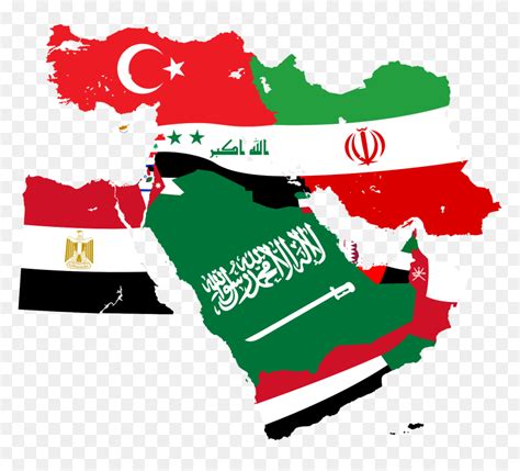 Middle East Map Flag, HD Png Download - vhv