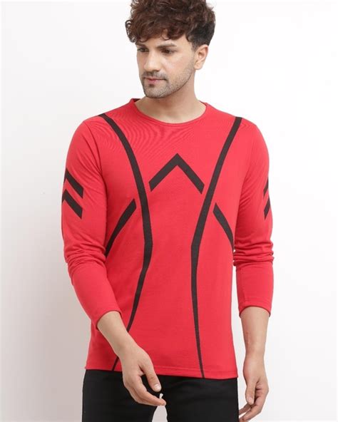 Buy Mens Red And Black Color Block T Shirt For Men Red Online At Bewakoof