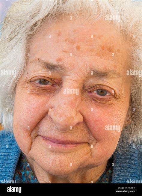 Lovely Old Lady Smiling Close View Stock Photo Alamy