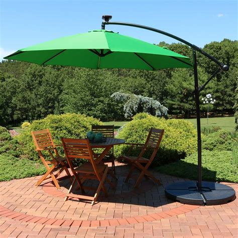 Sunnydaze Outdoor Cantilever Offset Patio Umbrella With Solar Led Lights Outside Waterproof