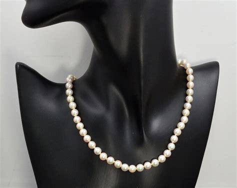 Vintage Akoya 6mm Cultured Pearl Strand High Luster Necklace With 14k