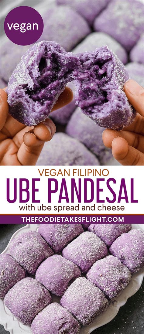 Vegan Ube And Cheese Pandesal Filipino Sweet Bread Rolls With Purple Yam And Cheese Filling