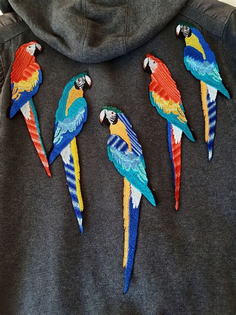 Moks P Set Macaw Parrot Embroidered Patch Bird Patch Etsy