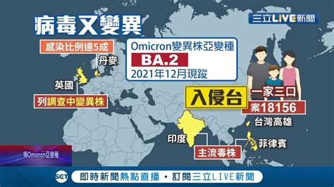 Omicron變異株入侵 高雄一家三口基因定序為 Ba 2 傳染力變強又變快 陳其邁表示已進入第二波感染 有呼吸道症狀者不得進醫院治療│【live大現場】20220123│三立新聞台