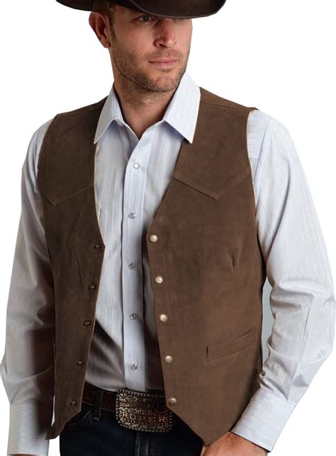 Tuikayoo Mens Suede Leather Suit Vest Vintage Western Cowboy Waistcoat