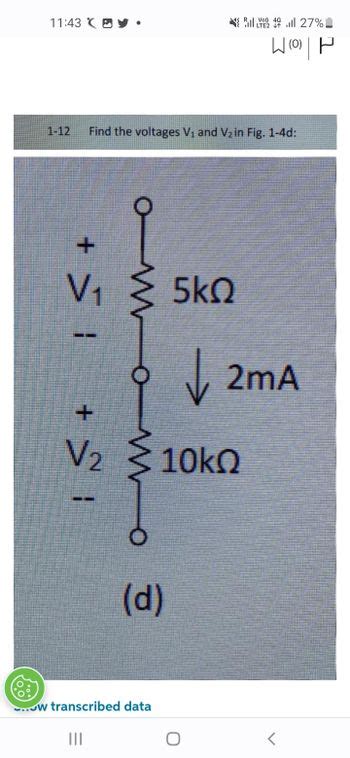 Answered 1 12 Find The Voltages V₁ And V₂ In Bartleby