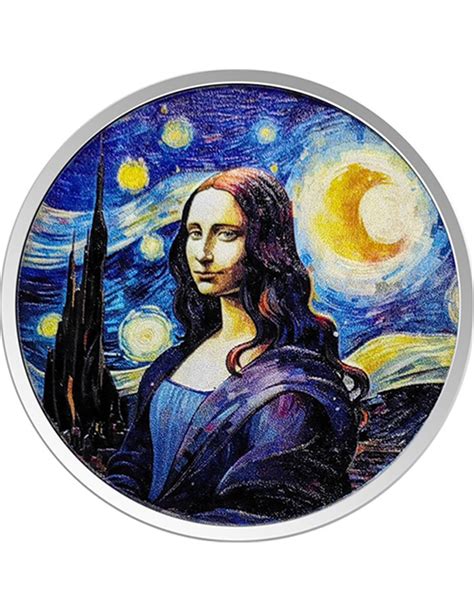 Mona Lisa Van Gogh Colorized 1 Oz Silver Coin 50 Cents Fiji 2024