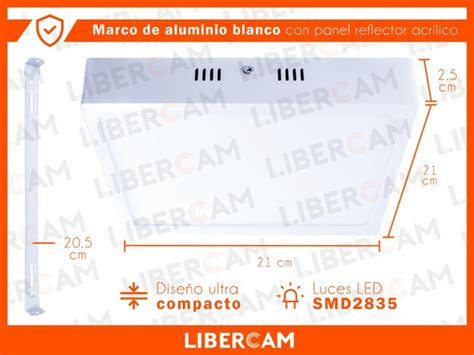 Panel Plafon Led 18w Luz Fria Para Aplicar Cuadrado Exterior LIBERCAM