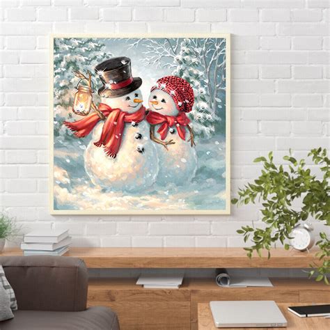 D Diy Full Round Drill Diamond Painting Christmas Snowman Mosaic Kit