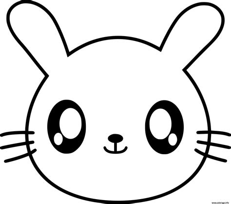 Coloriage Lapin Kawaii Avec De Gros Yeux Dessin Lapin Imprimer