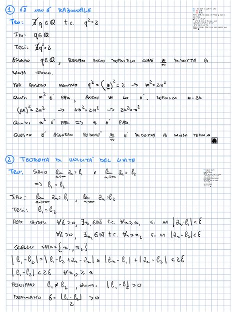 Teoremi E Dimostrazioni Analisi 1 Meccanica Studocu