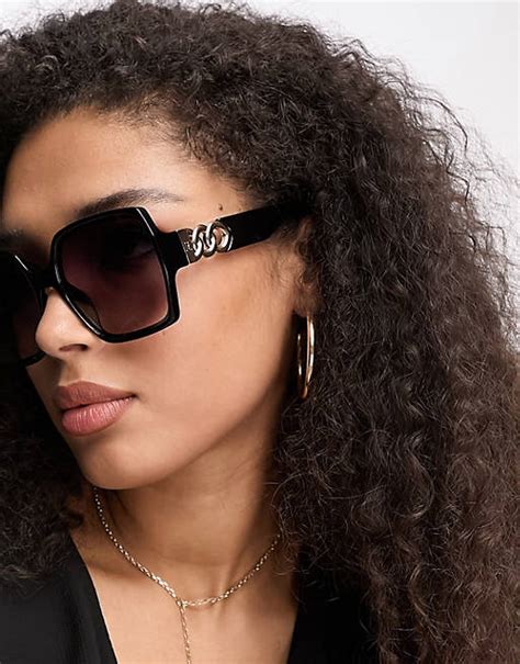 River Island Oversized Glam Sunglasses In Black Asos