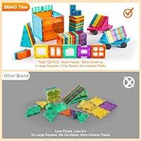 Amazon BMAG Magnetic Tiles 120 PCS Magnetic Building Blocks 3D