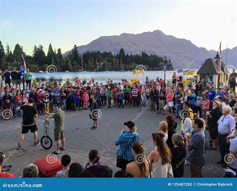 Queenstown, New Zealand - February 7th, 2016: a Crowd of Locals ...