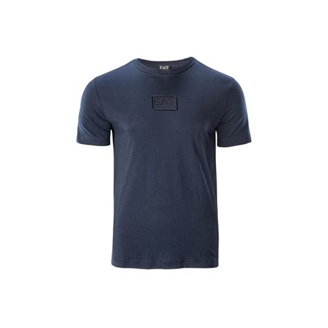 Emporio Armani Ea Cotton Printed Logo Rubberised Border Navy T Shirt