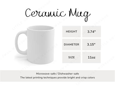 Ceramic Mug Size Chart Versions Included Oz Mug Sizing Etsy