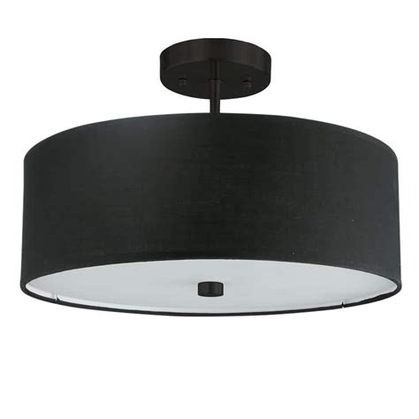 Dainolite Everly 14 25 In 3 Light Matte Black Semi Flush Mount With Black Fabric Shade 571