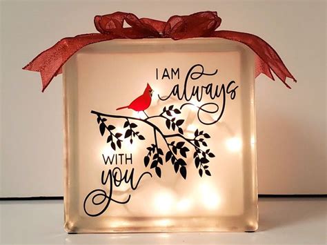 Glass Block Lighted Memorial Saying Memorial Tribute I Am Always