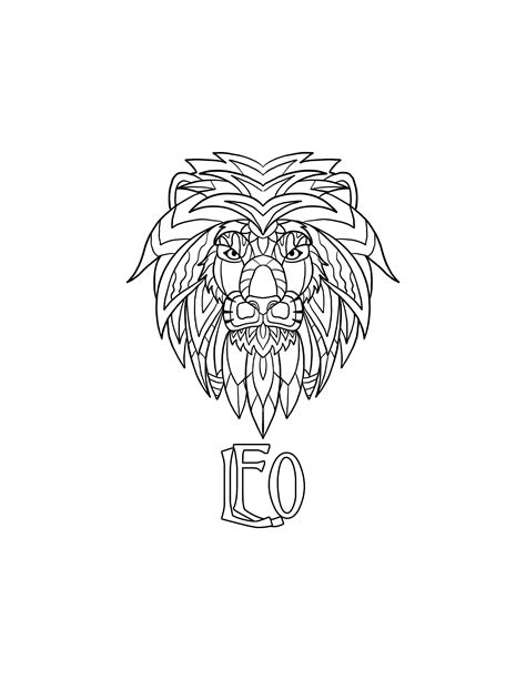 Leo Coloring Page / Digital Download / Printable Astrological Sign ...