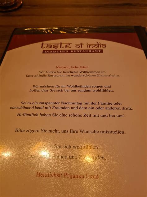 Speisekarte Von Taste Of India Restaurant Euskirchen