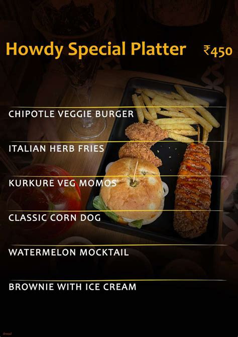 Menu Of Howdy Kamla Nagar Delhi Dineout